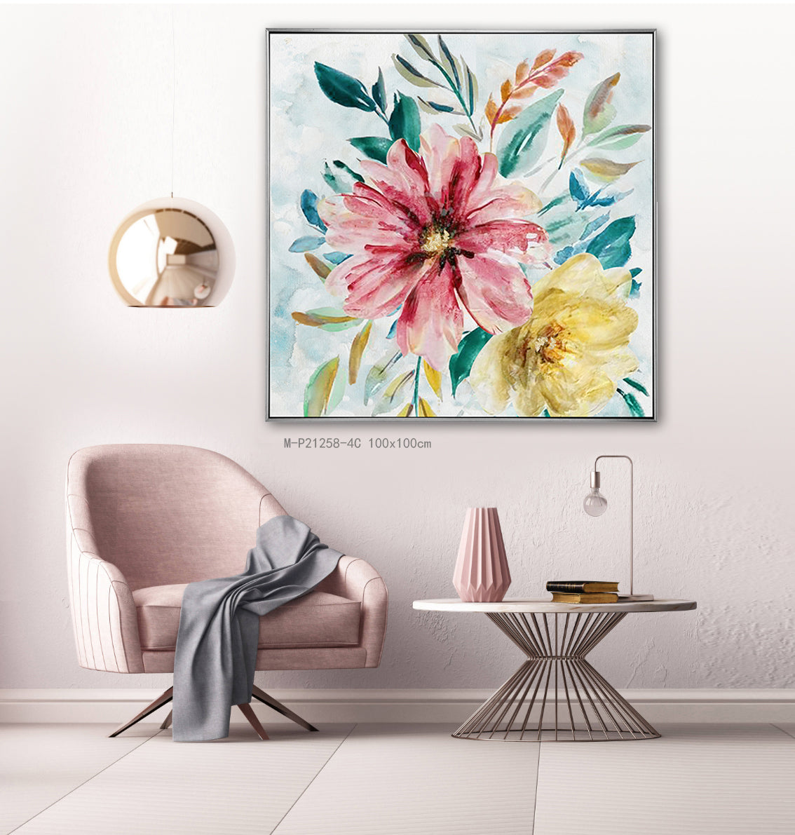 Framed Silver/White Customized Spring Bloom II 60*60 cm