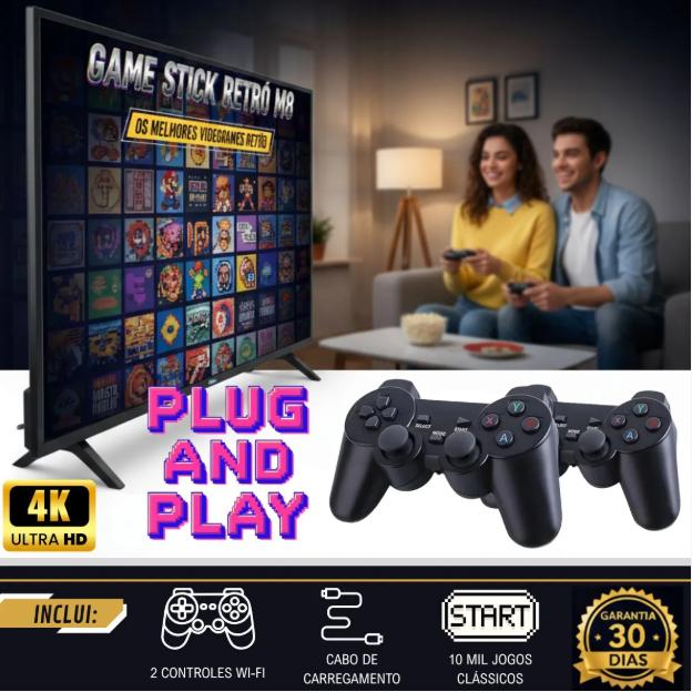 Game Stick Retrô 2.4g Wireless Mini Game 64gb 20.000 Jogos