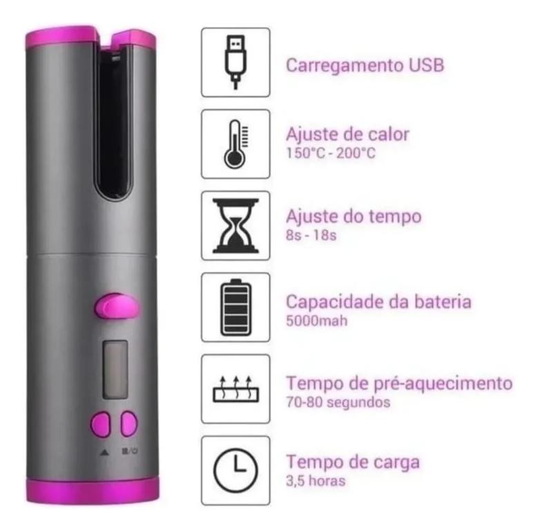 Cacheador Modelador Para Cabelo Cachos S/fio Recarregável 110,220