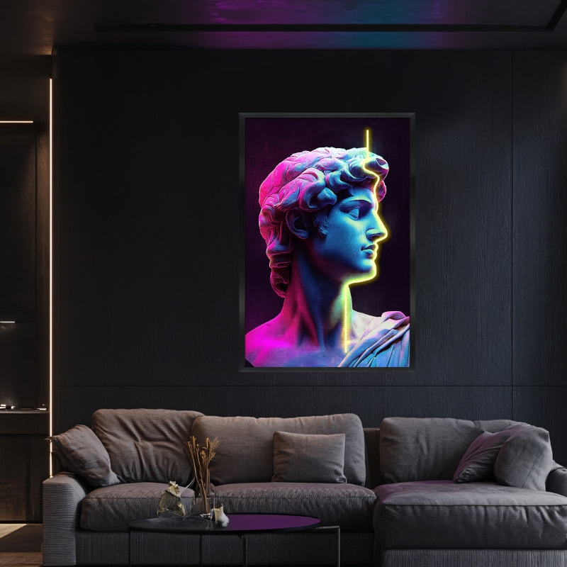 Signed Artist Lighted David Canvas Print Purple Home Decor LED Light Wall Art (24x36 inch)