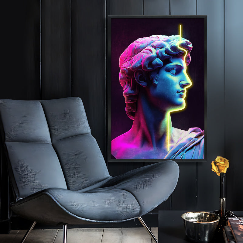 Signed Artist Lighted David Canvas Print Purple Home Decor LED Light Wall Art (24x36 inch)