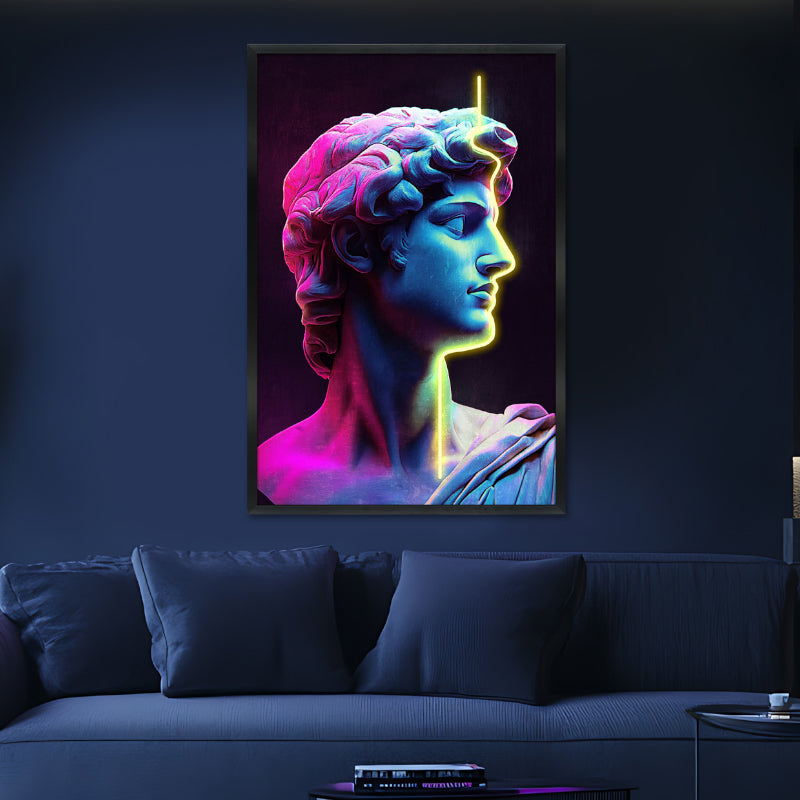 Signed Artist Lighted David Canvas Print Purple Home Decor LED Light Wall Art (24x36 inch)