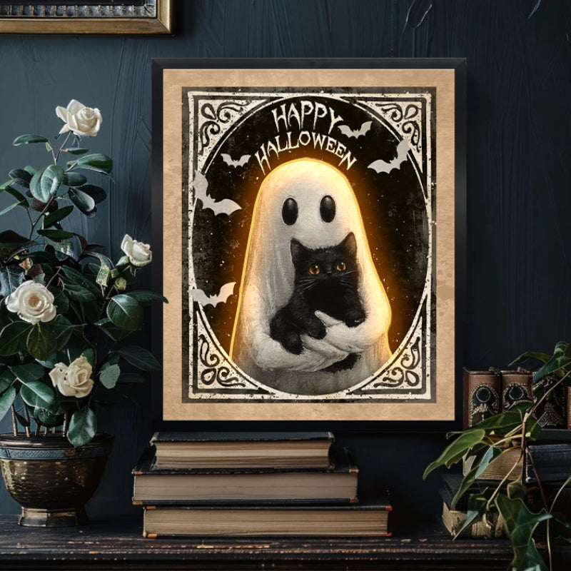 Halloween Light Art LED Wall Art with Framed Cute Art for Wall Decoration, Living Room, Office Decoration (16x24 inch)