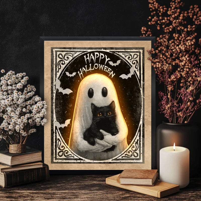 Halloween Light Art LED Wall Art with Framed Cute Art for Wall Decoration, Living Room, Office Decoration (16x24 inch)