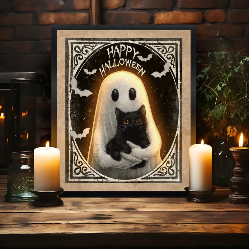 Halloween Light Art LED Wall Art with Framed Cute Art for Wall Decoration, Living Room, Office Decoration (16x24 inch)