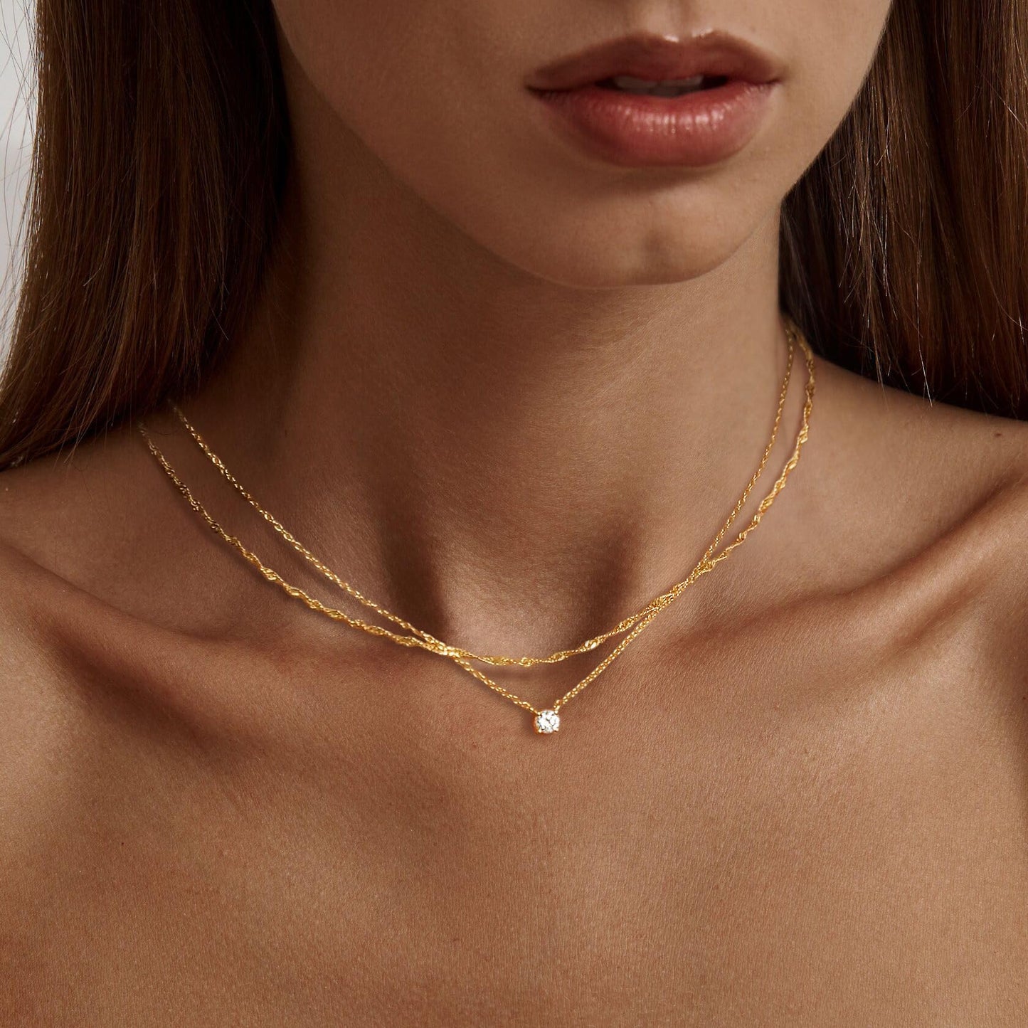 Colliers en diamant pour femmes, délicat collier ras du cou en or 14 carats/argent sterling, bijoux simples plaqués or et zircones cubiques, cadeaux tendance