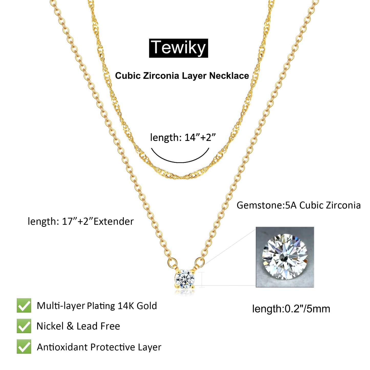 Colliers en diamant pour femmes, délicat collier ras du cou en or 14 carats/argent sterling, bijoux simples plaqués or et zircones cubiques, cadeaux tendance