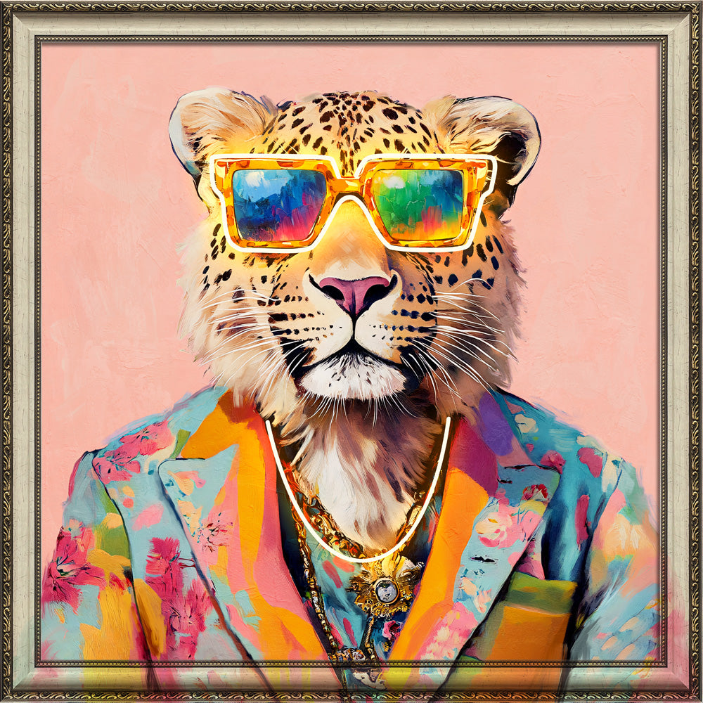 Lion King Large Wall Art - LED Lights Oversize Canvas Picture Wall Decor Living Room Cool Artwork for Walls Bedroom Office Decoration Modern Art with Frame (24x24 inch)