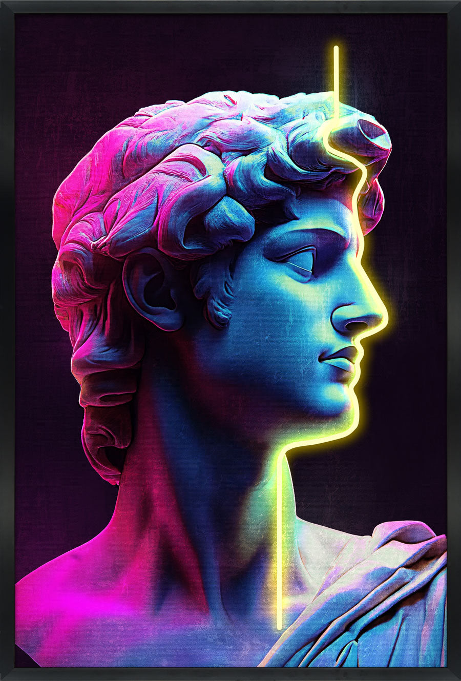 Signed Artist Lighted David Canvas Print Purple Home Decor LED Light Wall Art (24x36 inch)