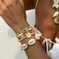 Hawaii Surfer Bead Bracelets Set Y2K Star Flower Charms Pearl Bracelets Sea Clay Colorful Beaded Stretch Bracelet for Women