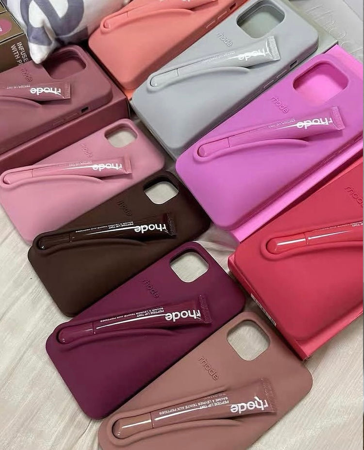Lip Gloss Phone Case - Premium Silky Silicone Lip and Phone Case with Puffy Back and Tactile Buttons for Easy Grip - Protective and Stylish Case Phone