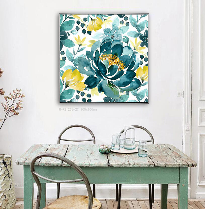 Framed Silver/Black Customized Abstract Floral II 80*80 cm