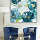 Hand Painted Abstract Floral Paintings with Silver Outer Frame 80*80 cm