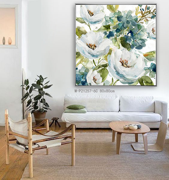 Framed Silver/Black Customized Abstract Floral 80*80 cm