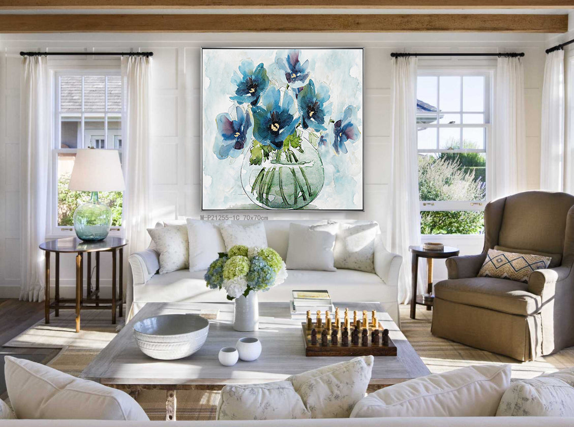 Flower Vase Paintings with Silver Outer Frame 60*60 cm