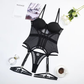Women Corset Bra Lingerie Crop Tops Set Black