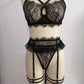 Women's Laced Lingerie Sets Two Piece Babydoll Harness Cage Cup Hollow Out Underwear