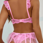 Women Lingerie Sets with Garter Belt 3 Piece Lace Teddy Babydoll Bodysuit