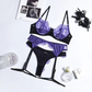Underwear Cute Push Up Strappy Embroidered Mesh Sheer Lingerie Set See Through Panty Bra