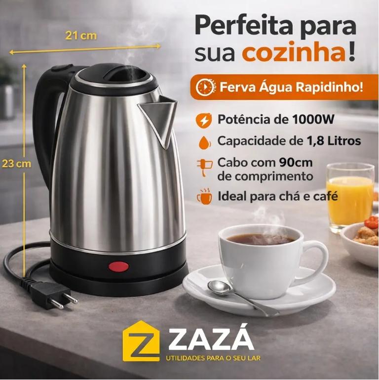 Chaleira Elétrica Loja Flix 1,8L Inox Desligamento Automático