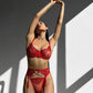 Women's Plus Size Strappy Harness Hollow Out 2 Piece Lingerie Set Criss Cross Bra and Thong Set with Diamond Chain