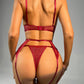 Women's Strappy Harness Hollow Out 2 Piece Lingerie Set Criss Cross with Diamond Chain