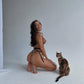 Women's Leopard Print Robe Lingerie Set Metal Chain Trim Bodysuit