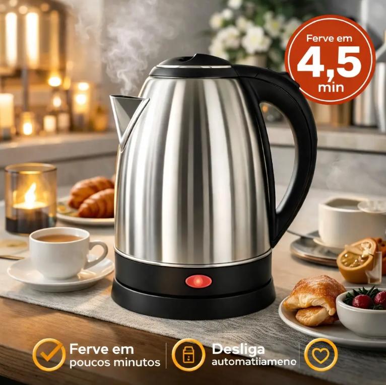 Chaleira Elétrica Loja Flix 1,8L Inox Desligamento Automático