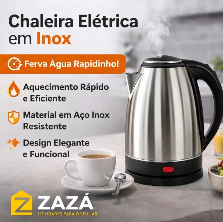 Chaleira Elétrica Loja Flix 1,8L Inox Desligamento Automático