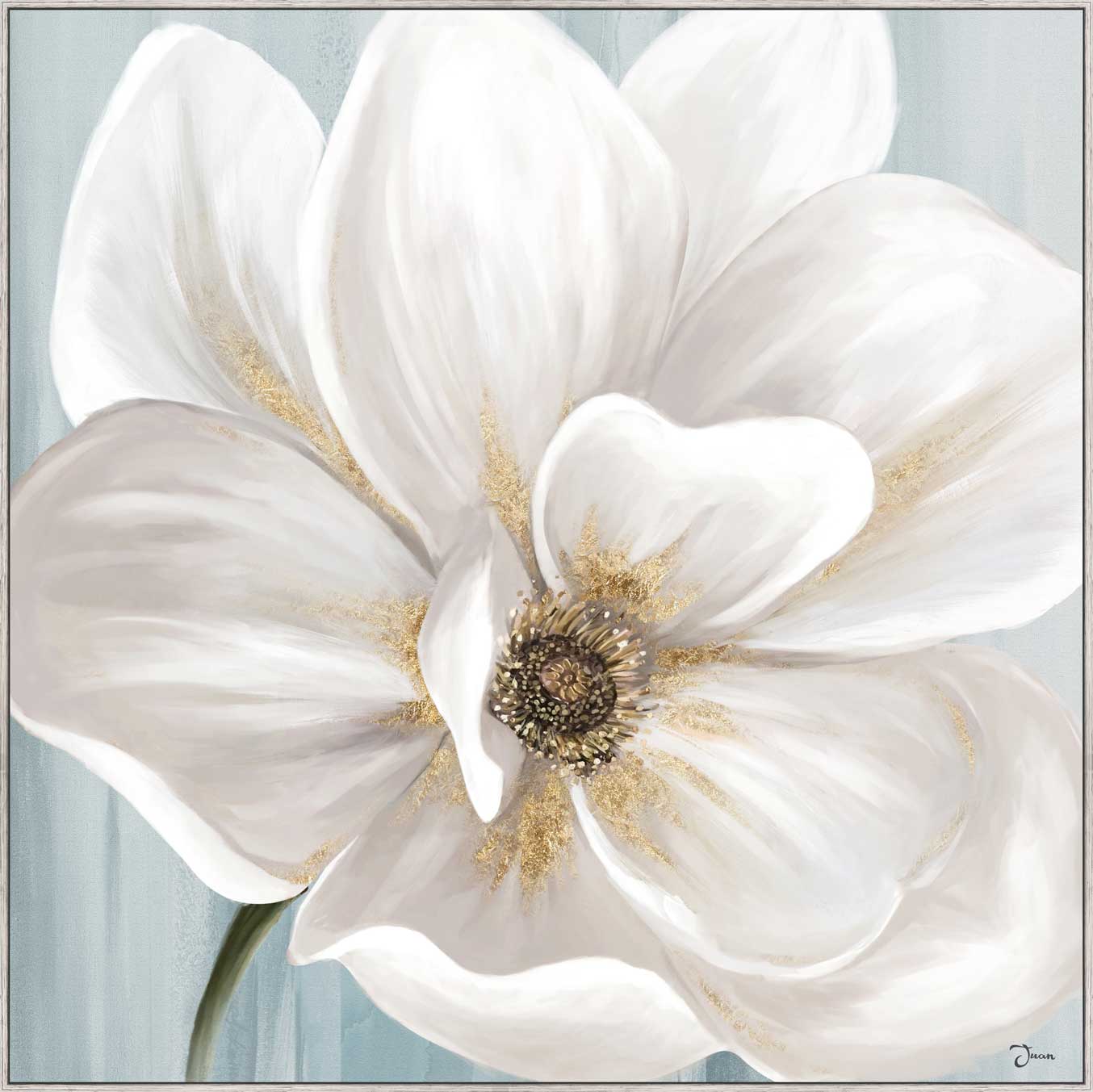 Framed Silver/White Customized White Peony 60*60 cm