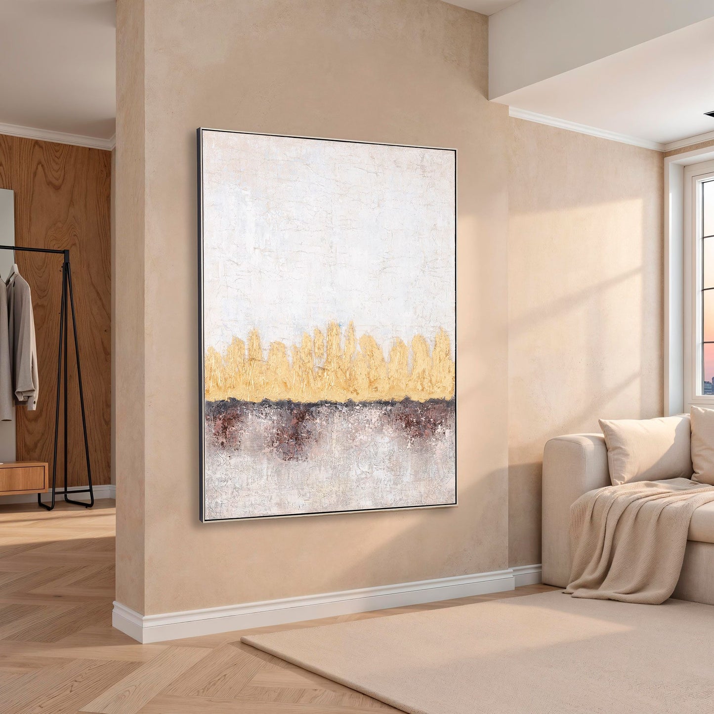 Cuadro al óleo con marco de madera. 120*160 cm