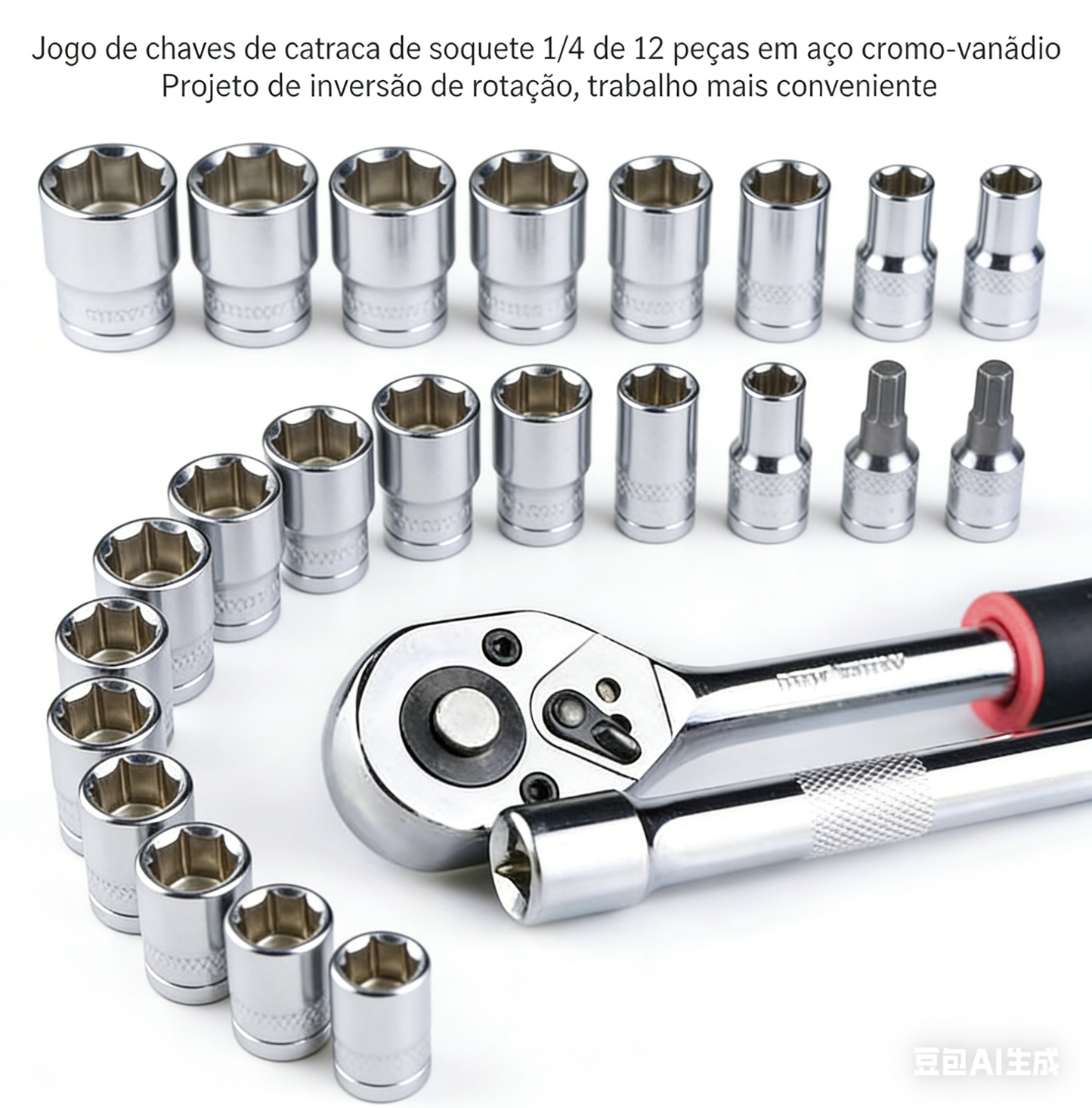 Kit Chaves Jogo Catraca Reversível Soquetes 46 Peças Maleta