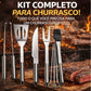 Kit Churrasco Inox Profissional Com Estojo Conjunto Completo 6 peças