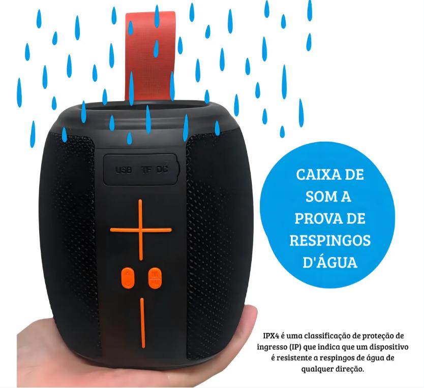 Caixa de Som Bluetooth Portátil 50w Led Tws Ka-8596 cor preto