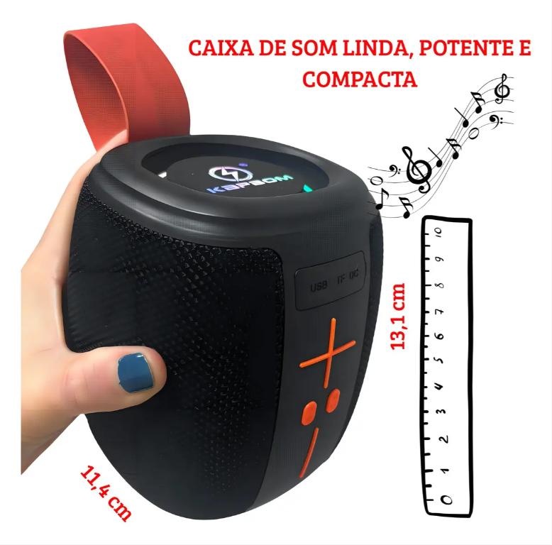 Caixa de Som Bluetooth Portátil 50w Led Tws Ka-8596 cor preto