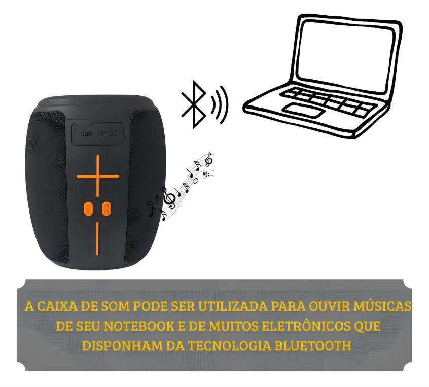 Caixa de Som Bluetooth Portátil 50w Led Tws Ka-8596 cor preto