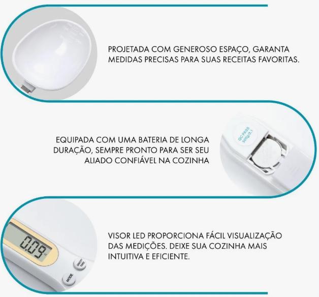 Balança Digital Colher Portátil 500g,precisa 0.1g, Auto-off