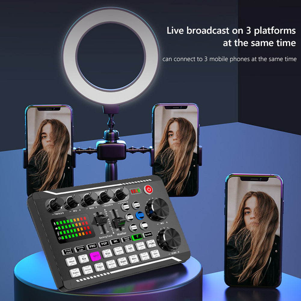 Mesa de Som Digital F998 MESA998 Portátil Com Bluetooth e Efeitos Para Live e Podcast