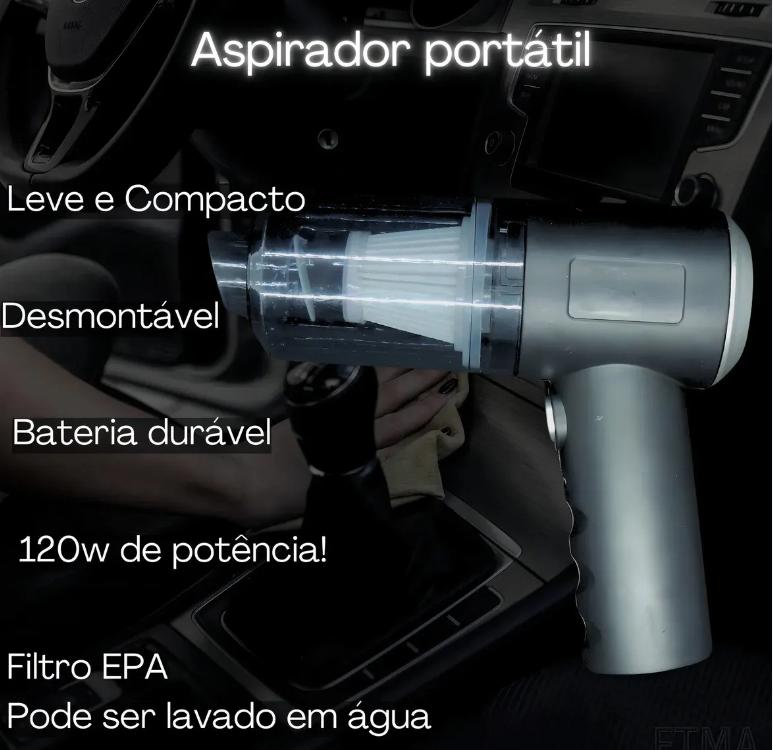 Mini Aspirador de Pó Automotivo Portátil 120W Soprador Refil Filtros Recarregável 3 em 1 USB Potente Extratora Vertical Profissional Silencioso Premium Vácuo Limpeza Carro Multifuncional Casa