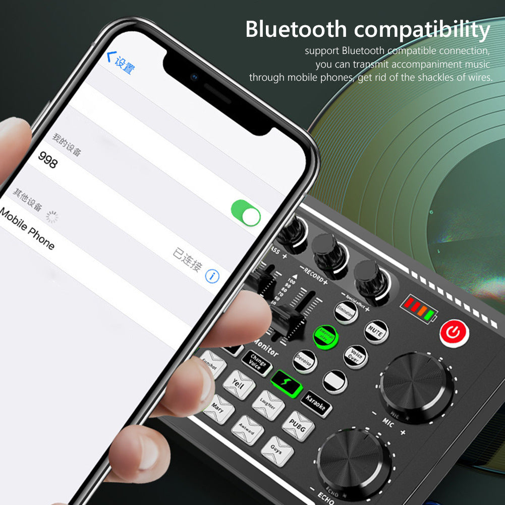 Mesa de Som Digital F998 MESA998 Portátil Com Bluetooth e Efeitos Para Live e Podcast