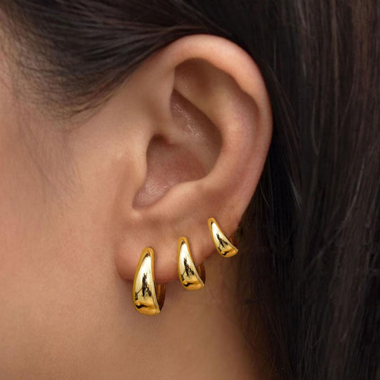 Boucles d'oreilles créoles en or pour femmes, grosses boucles d'oreilles en or et argent 14 carats, hypoallergéniques, légères, minuscules et épaisses, tendance, à empiler pour plusieurs piercings. 
