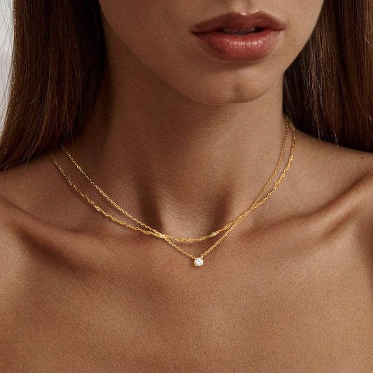 Colliers en diamant pour femmes, délicat collier ras du cou en or 14 carats/argent sterling, bijoux simples plaqués or et zircones cubiques, cadeaux tendance 