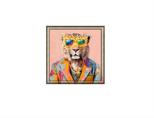 Lion King Large Wall Art - LED Lights Oversize Canvas Picture Wall Decor Living Room Cool Artwork for Walls Bedroom Office Decoration Modern Art with Frame (24x24 inch)